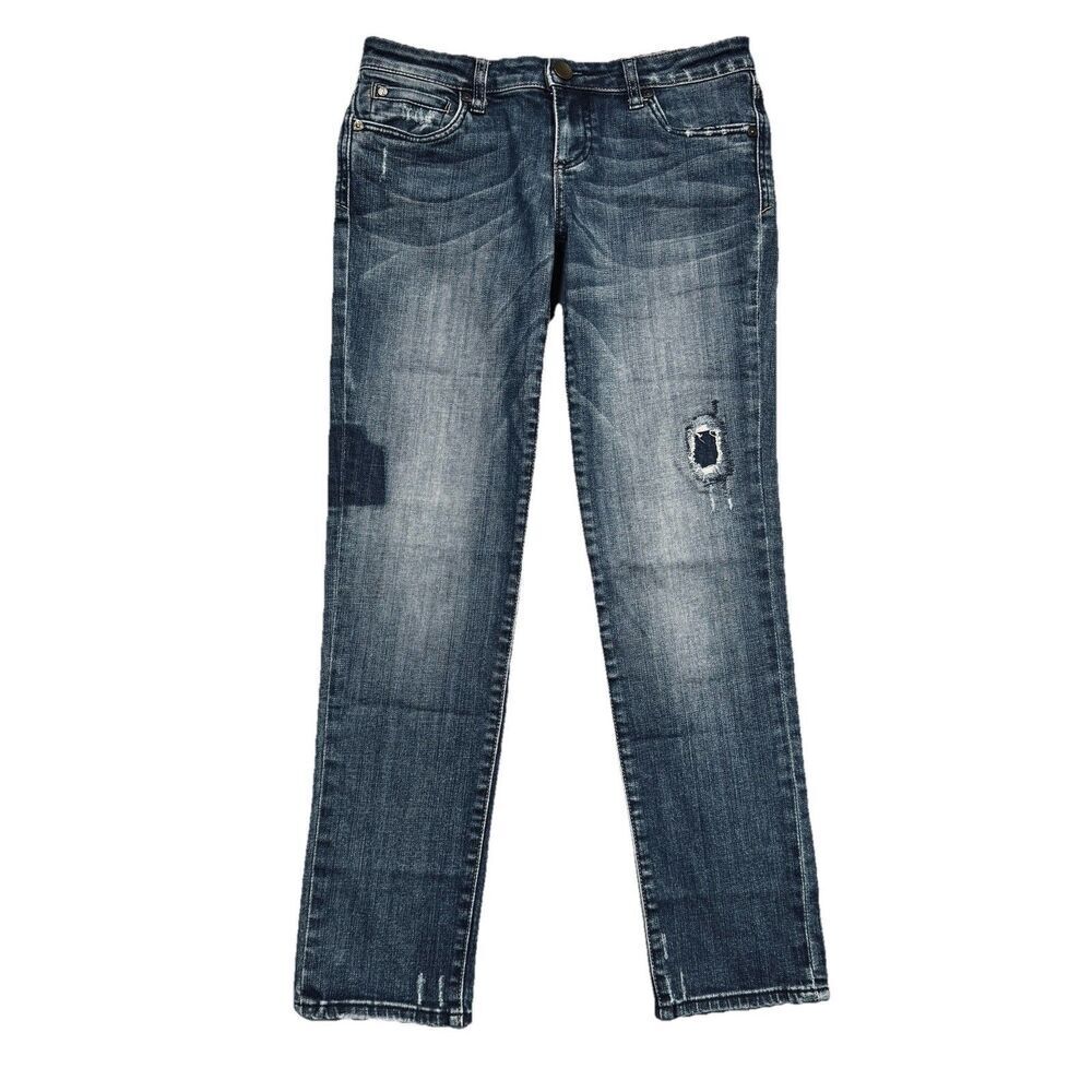 Kut from the Kloth Slim Leg Jeans 2 (28x28.5) Blue Rip Repair Denim Womens